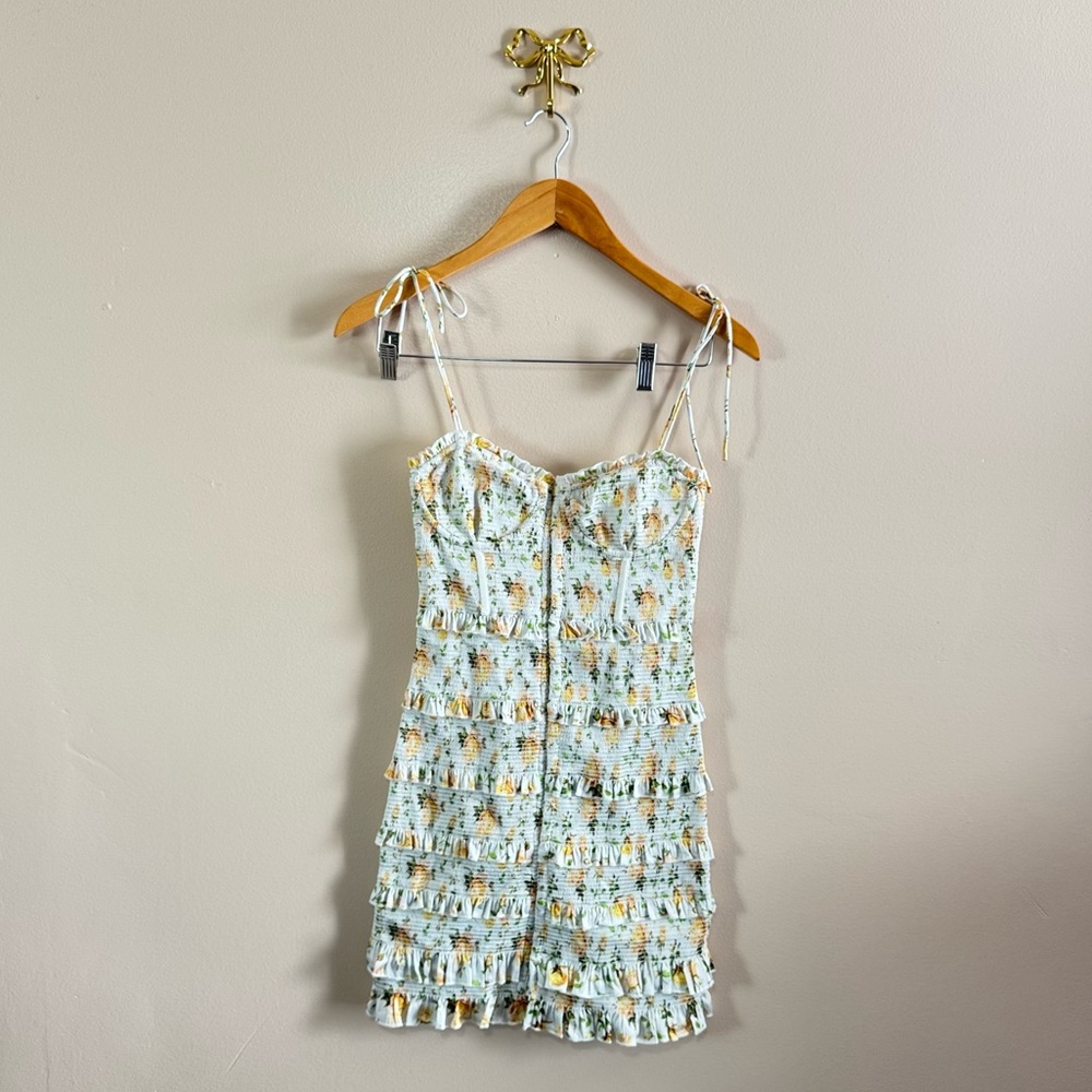 V. Chapman Floral Mini Dress in Cream and Yellow - Picture 4 of 12